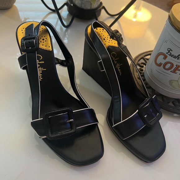 NWOT Cole Haan Black Wedge Heels - Picture 3 of 5